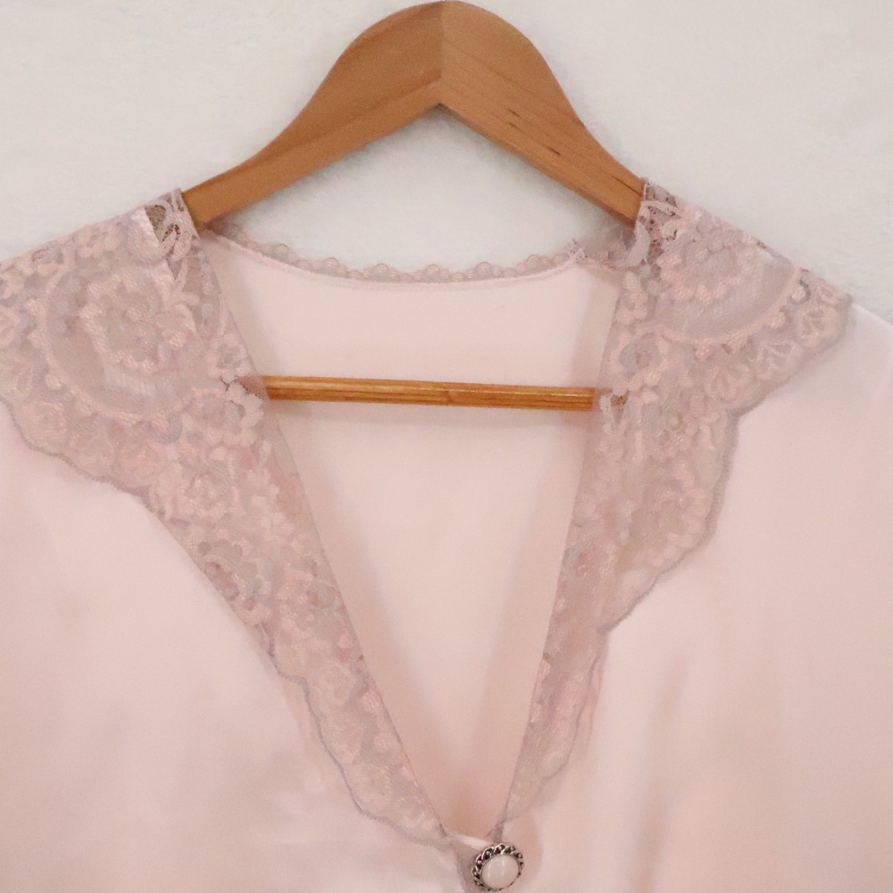 Colesce Couture Vintage 90s Lingerie Set Womens Size L Pink Lace Satin Romantic - Picture 11 of 16